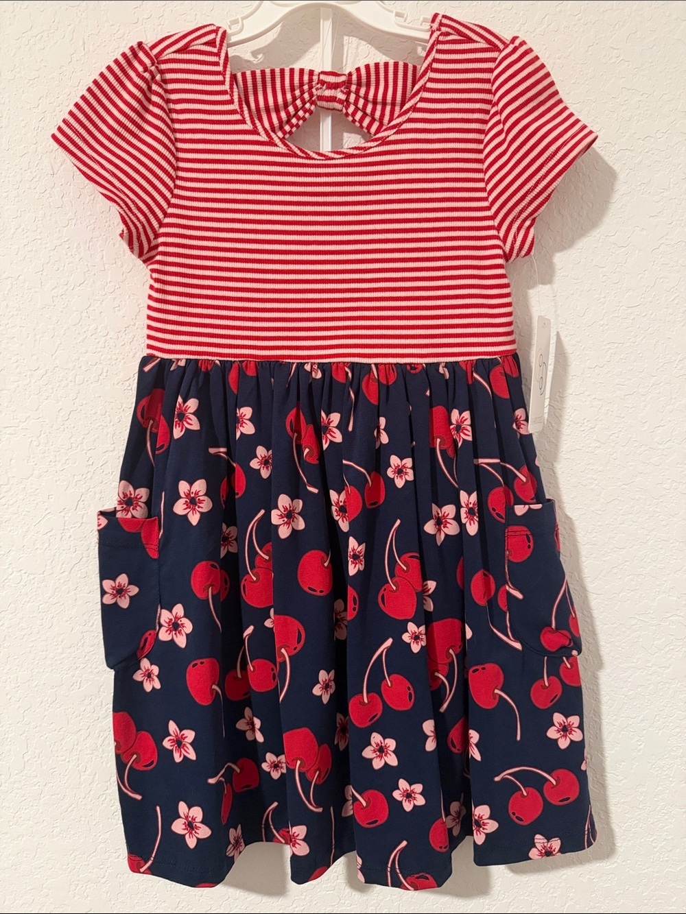 Flapdoodles Red & Navy Cherry Print Girls Dress